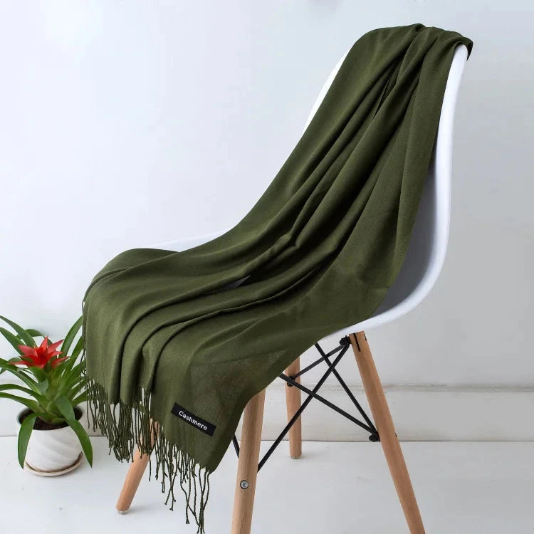 2022 fashion Tassels women scarf shawls and Wraps lady Designer solid female hijab stoles long pashmina foulard head scarves Econic Blanks